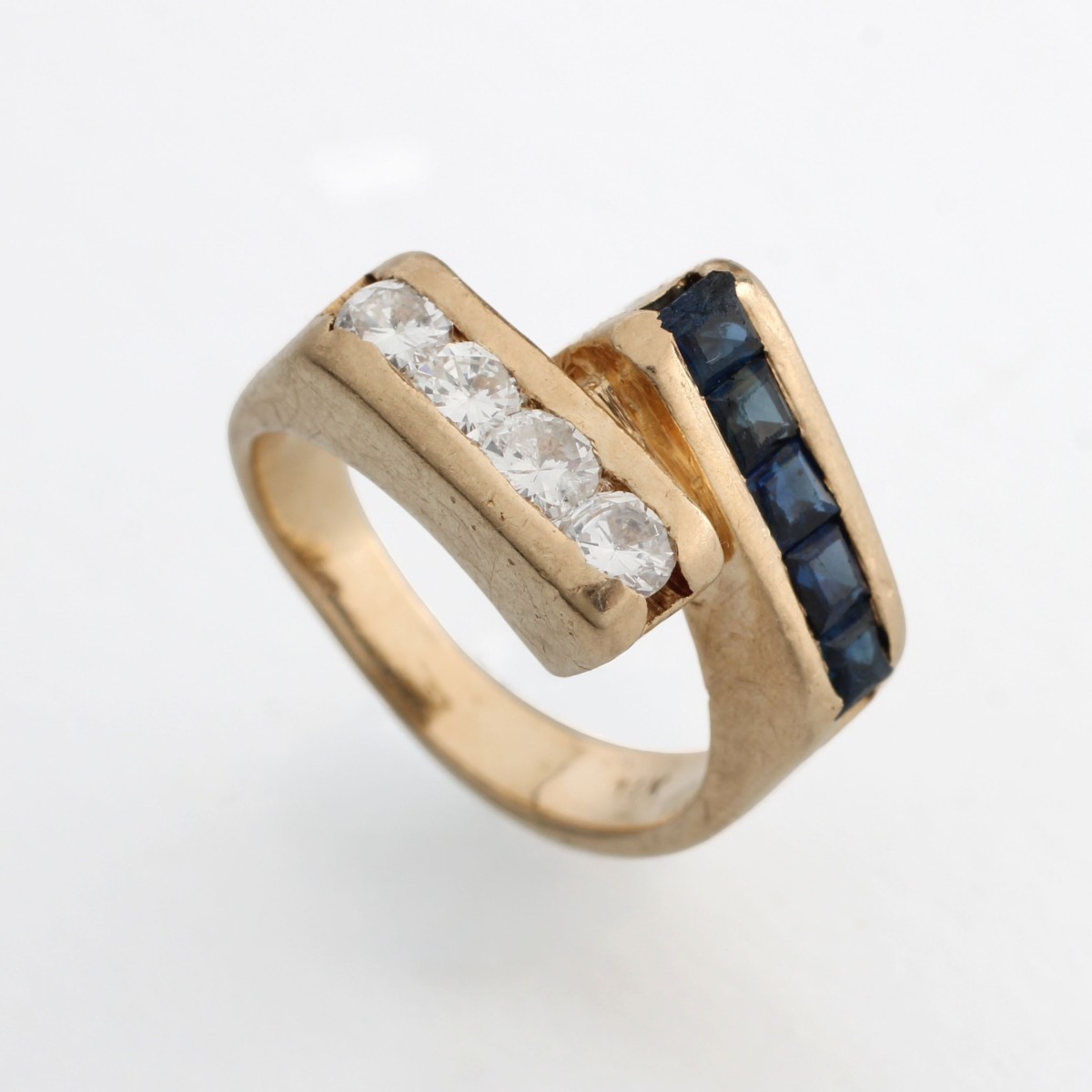 Sapphire, Diamond and 14K Ring