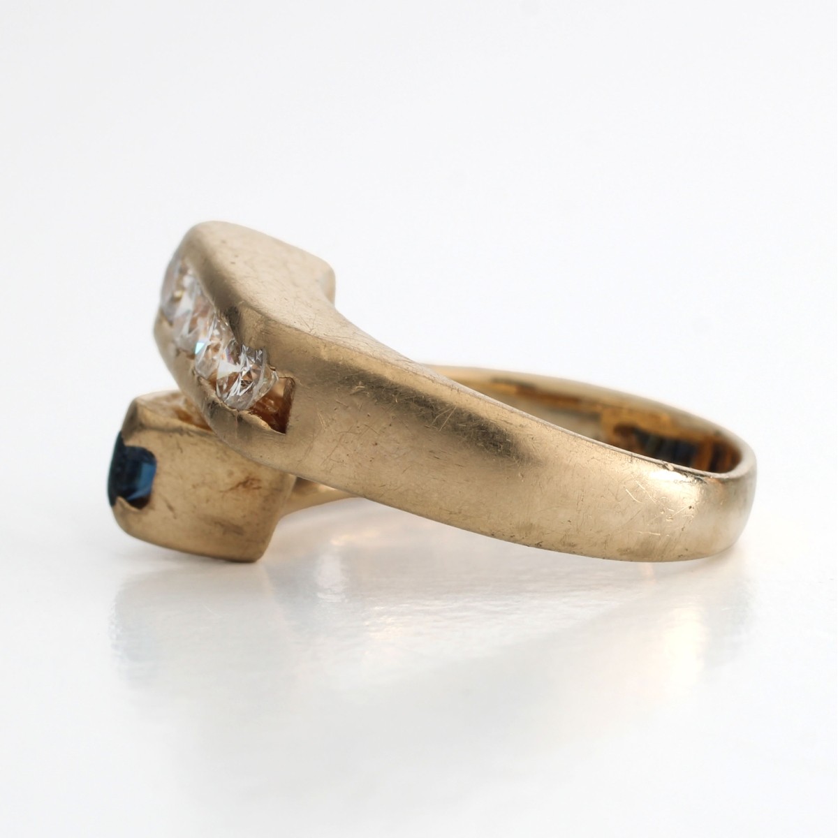 Sapphire, Diamond and 14K Ring