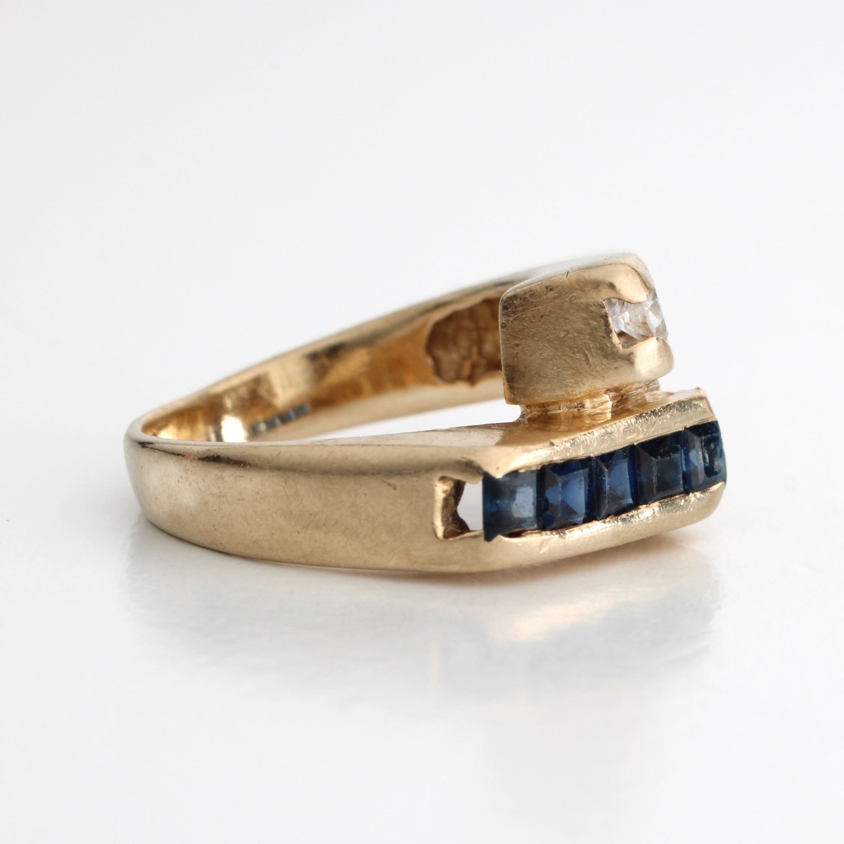 Sapphire, Diamond and 14K Ring