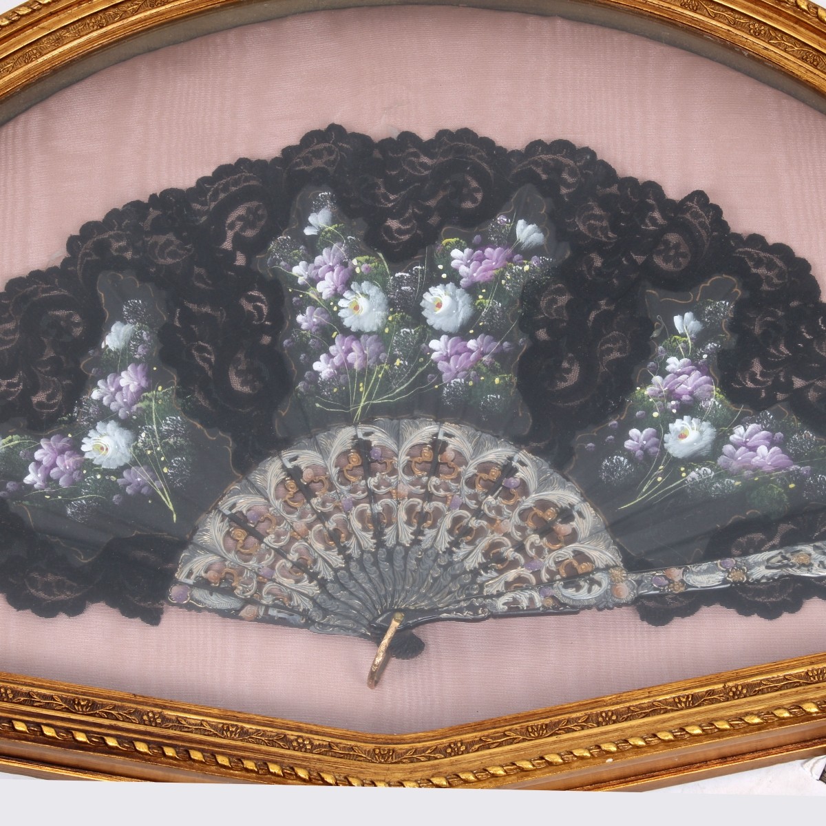 Antique Framed Hand Painted Chinese Fan