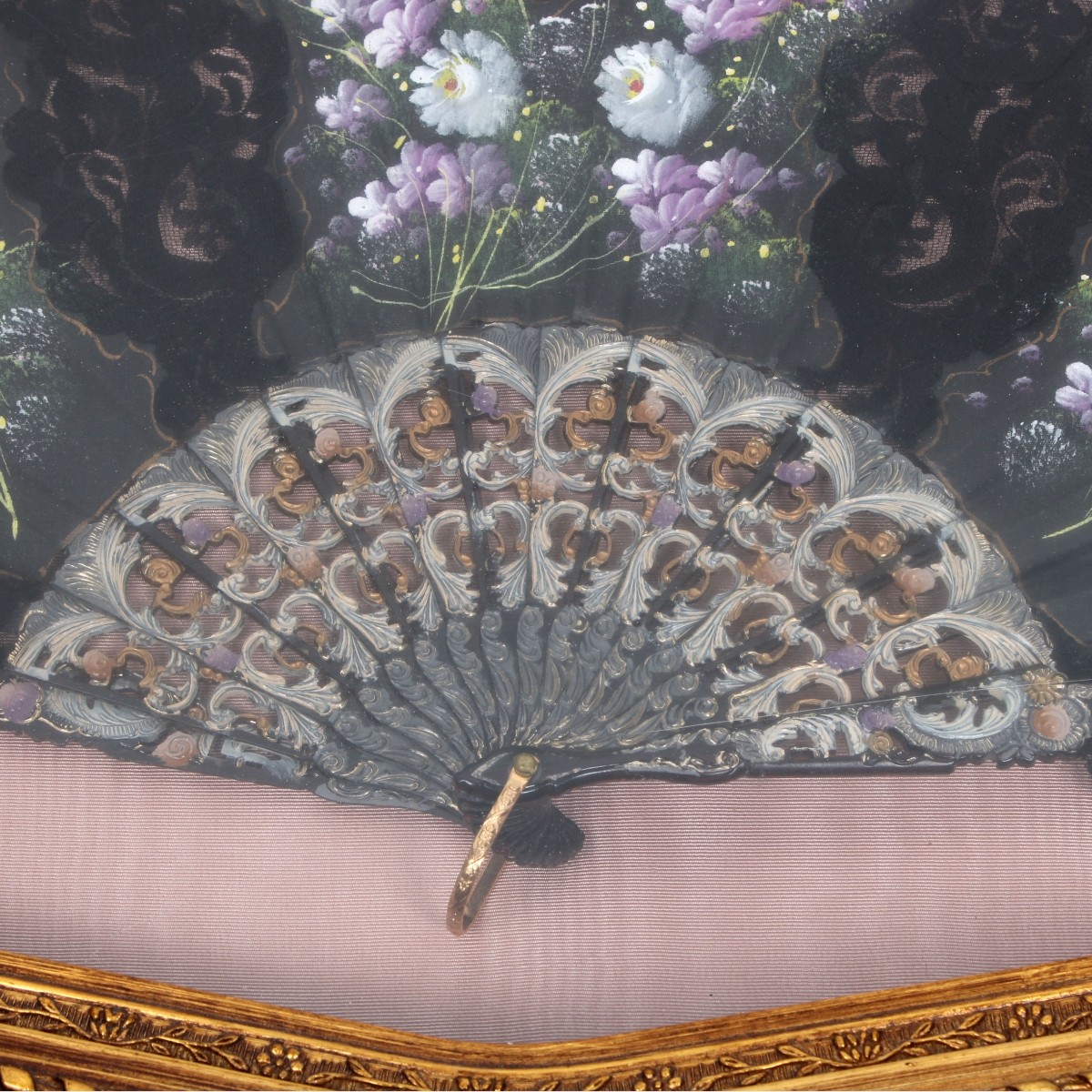 Antique Framed Hand Painted Chinese Fan