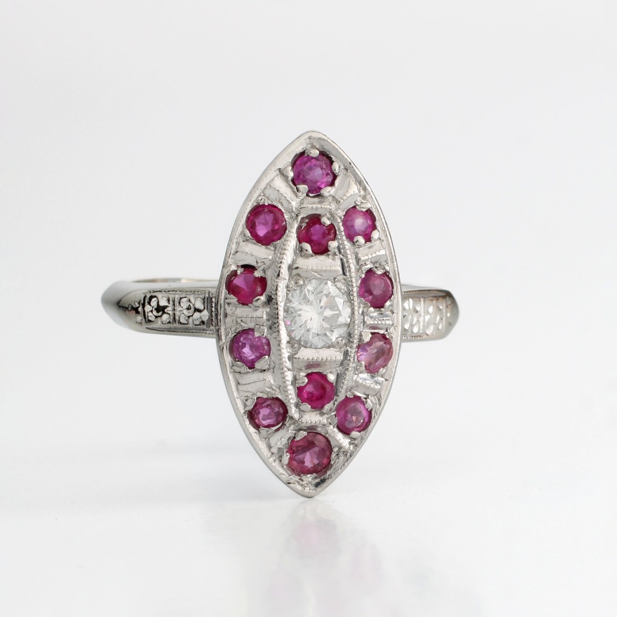 Deco Ruby Diamond and 14K Ring