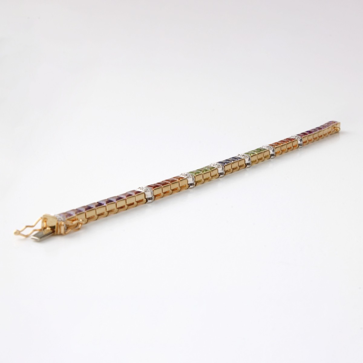 Gemstone Diamond and 18K Bracelet