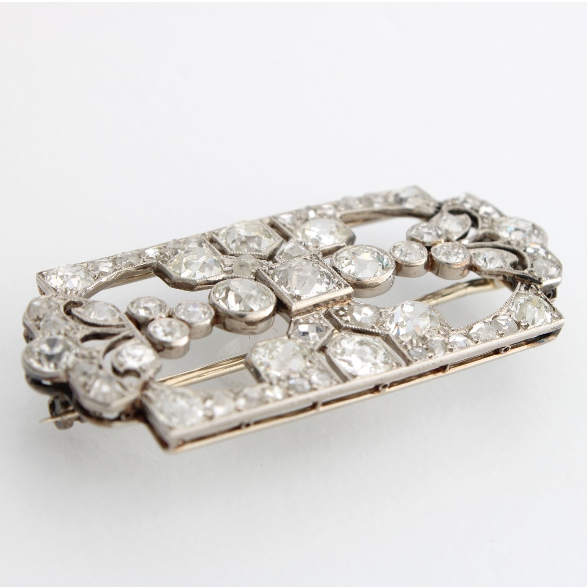 Deco Diamond and Plat Brooch