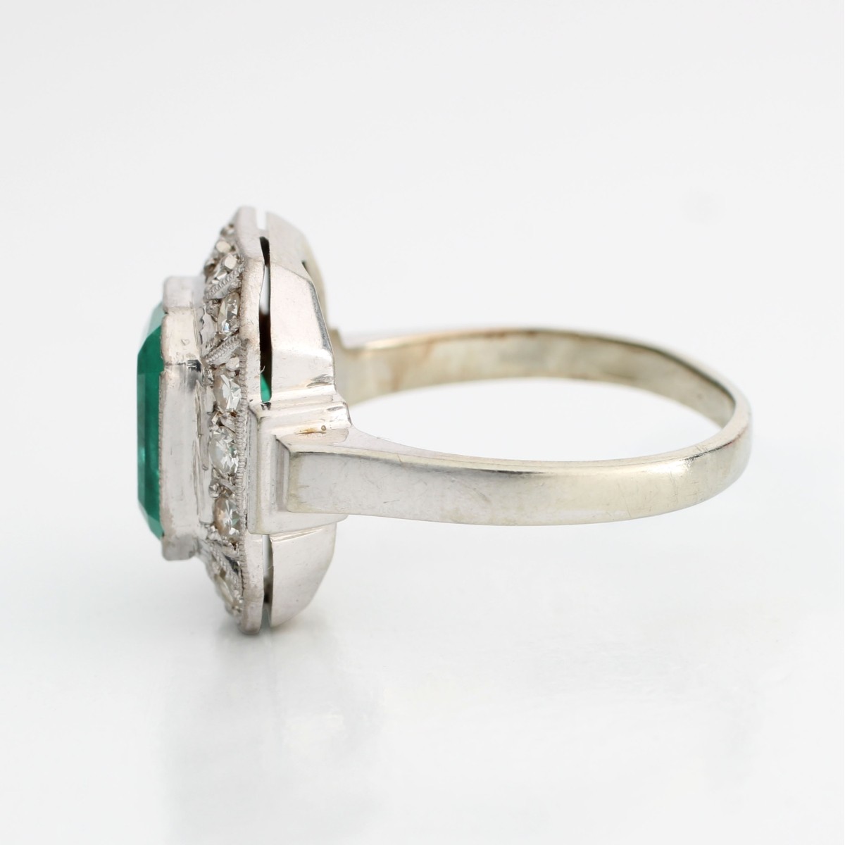 Deco Emerald Diamond & 18K Ring